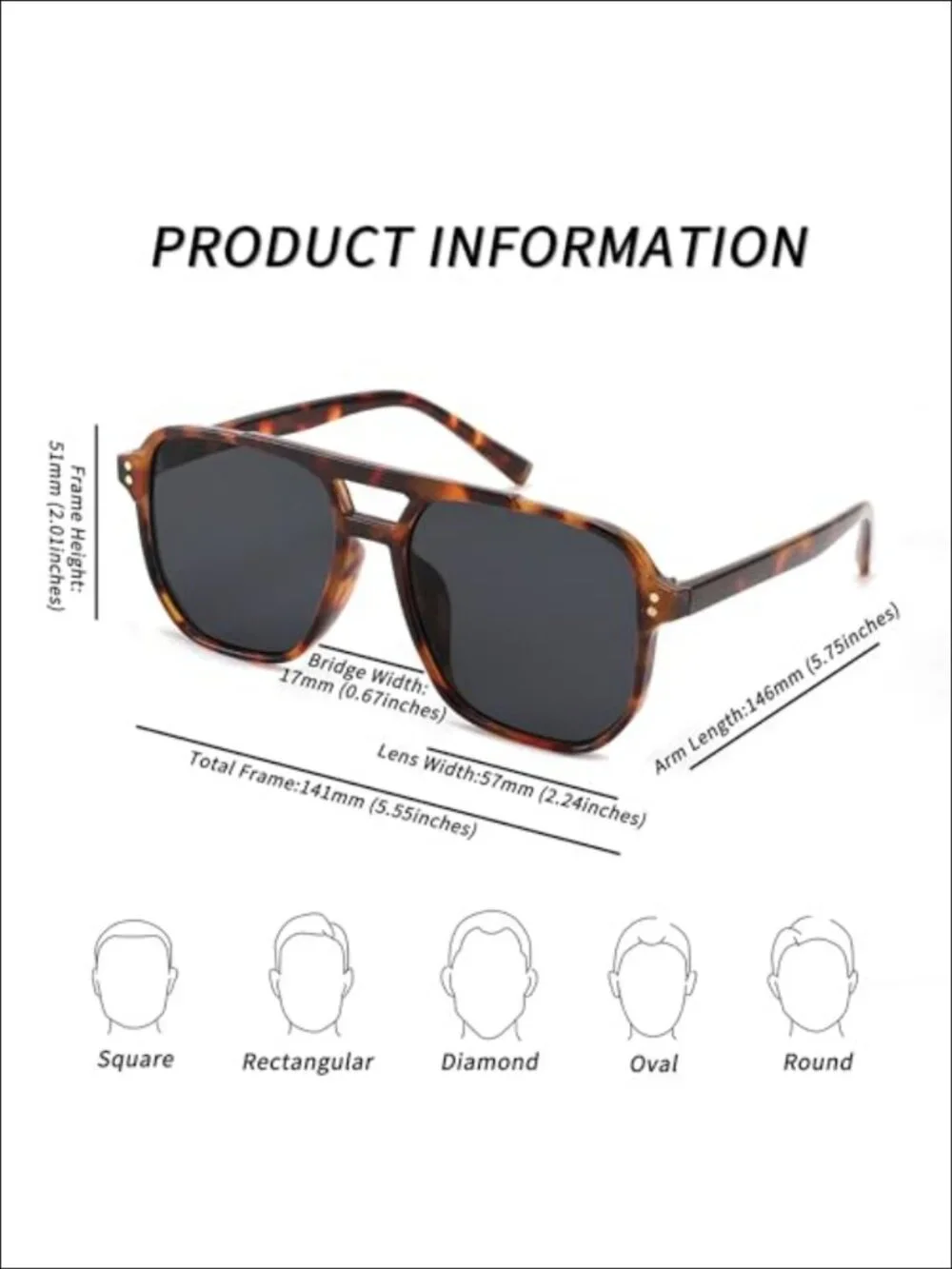 Retro Square Aviator Sunglasses UV400 Protection Full Frame